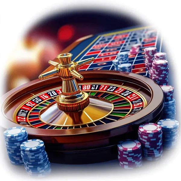 A confident dealer surrounded by casino chips inviting players to access their 777D account, reflecting quick and easy login options.